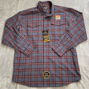 Ariat Flannel Shirt XXL 2XL Mens NWT Rebar Durastretch Blue Maroon Plaid Work
